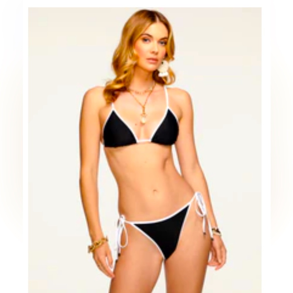Ramy Brook black and white triangle color block bikini size medium